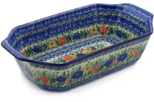 14" Rectangular Baker with Handles - Splendid Blue Bell