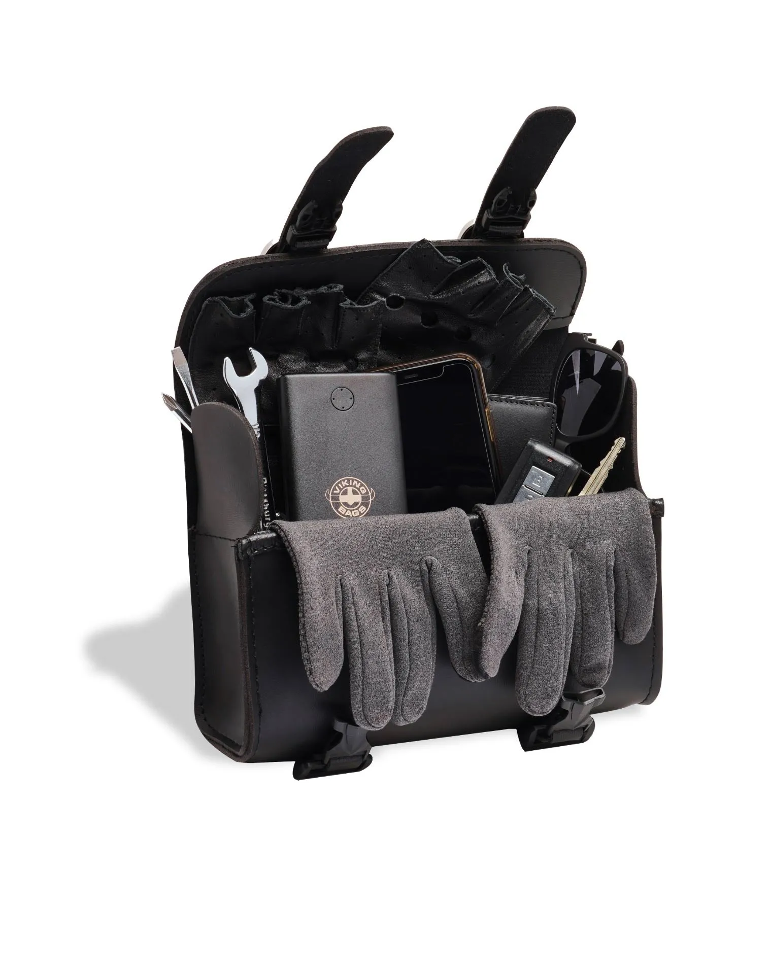 2L - Armor Studded Triumph Leather Motorcycle Tool Bag