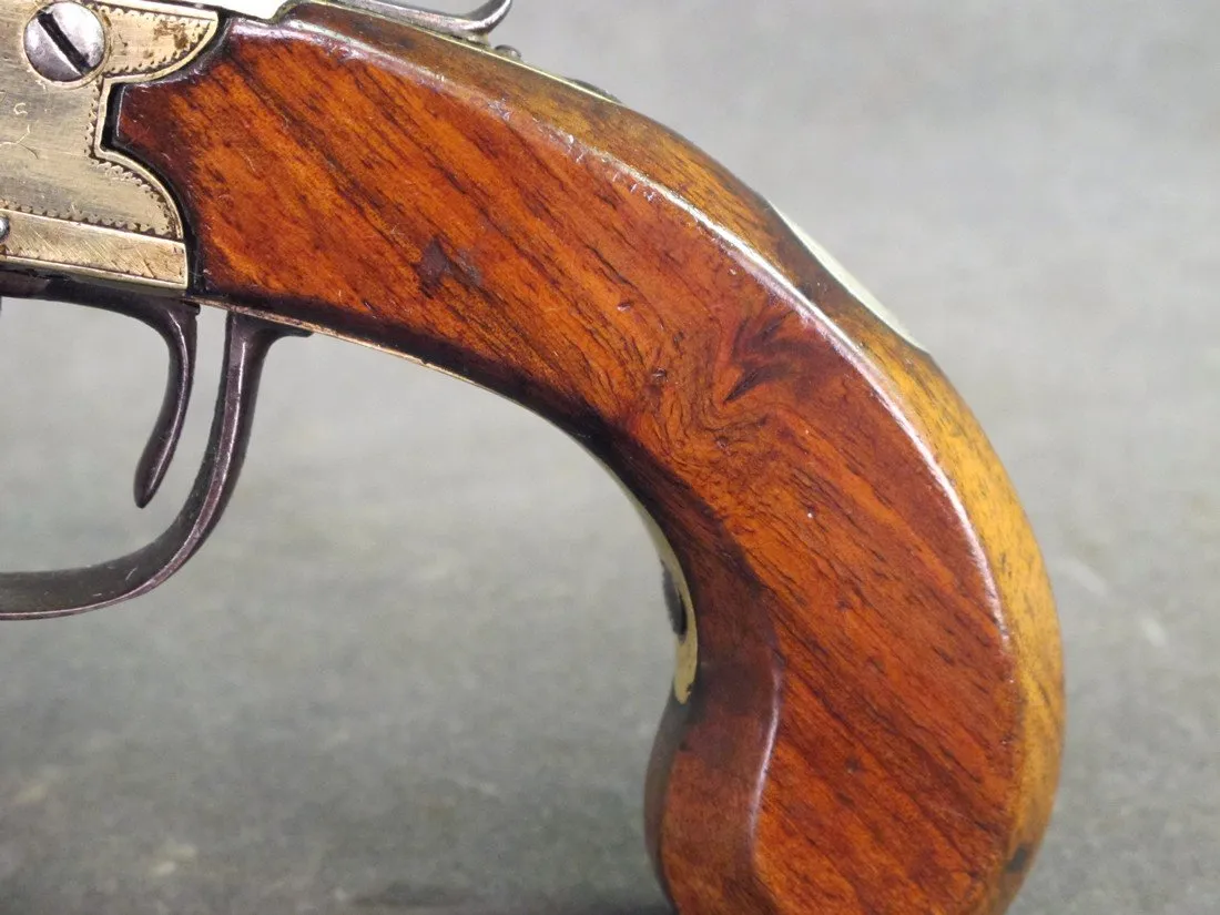 British Brass Waters Patent Blunderbuss Flintlock Pistol with Spring Bayonet