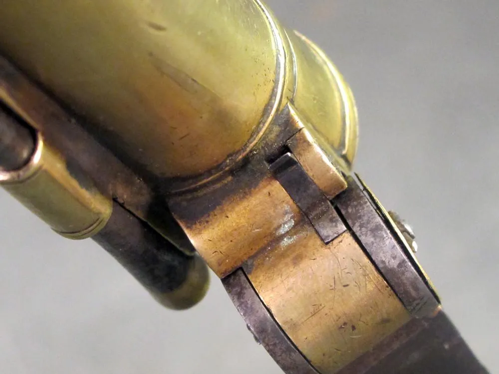 British Brass Waters Patent Blunderbuss Flintlock Pistol with Spring Bayonet