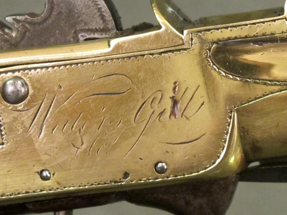 British Brass Waters Patent Blunderbuss Flintlock Pistol with Spring Bayonet