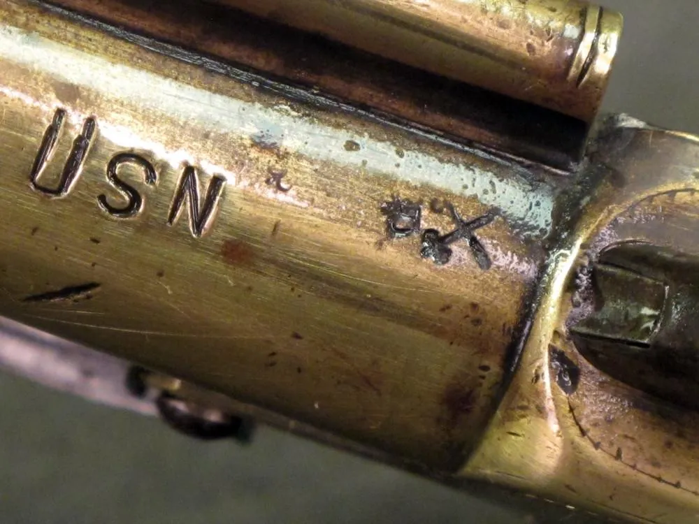 British Brass Waters Patent Blunderbuss Flintlock Pistol with Spring Bayonet