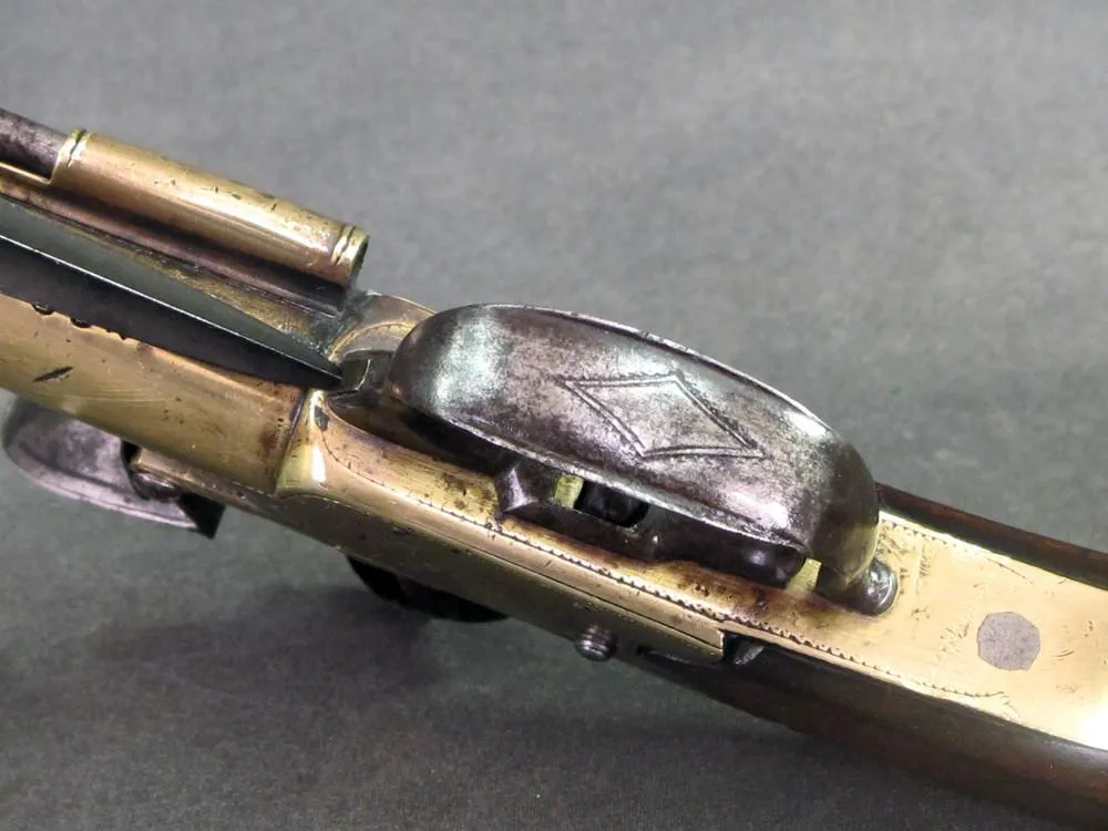 British Brass Waters Patent Blunderbuss Flintlock Pistol with Spring Bayonet