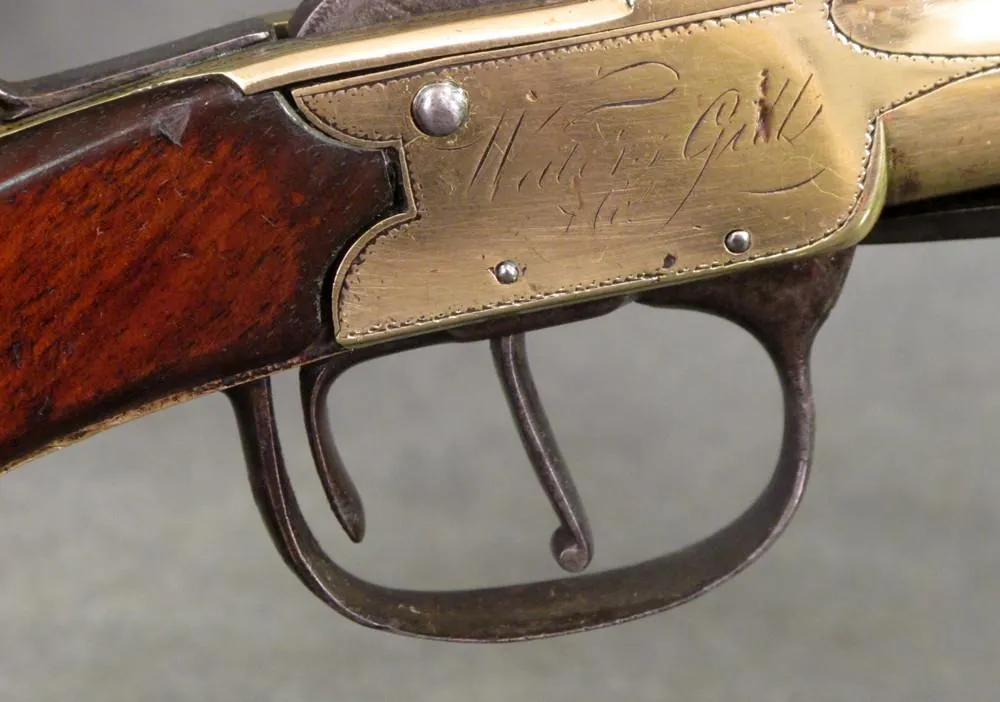 British Brass Waters Patent Blunderbuss Flintlock Pistol with Spring Bayonet
