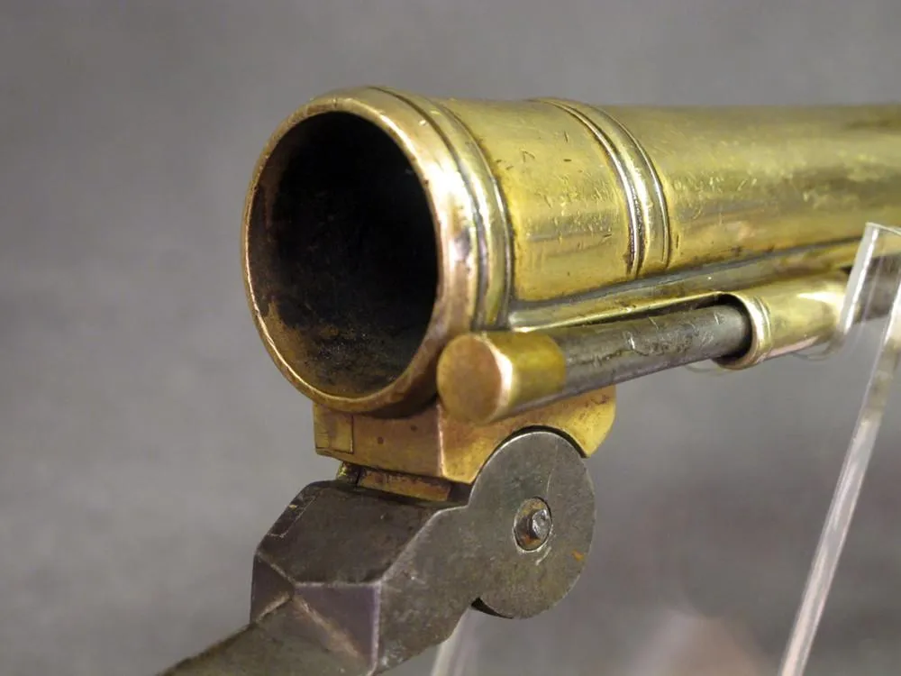 British Brass Waters Patent Blunderbuss Flintlock Pistol with Spring Bayonet