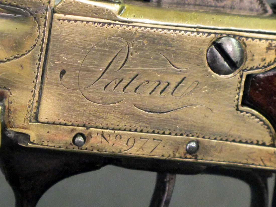 British Brass Waters Patent Blunderbuss Flintlock Pistol with Spring Bayonet