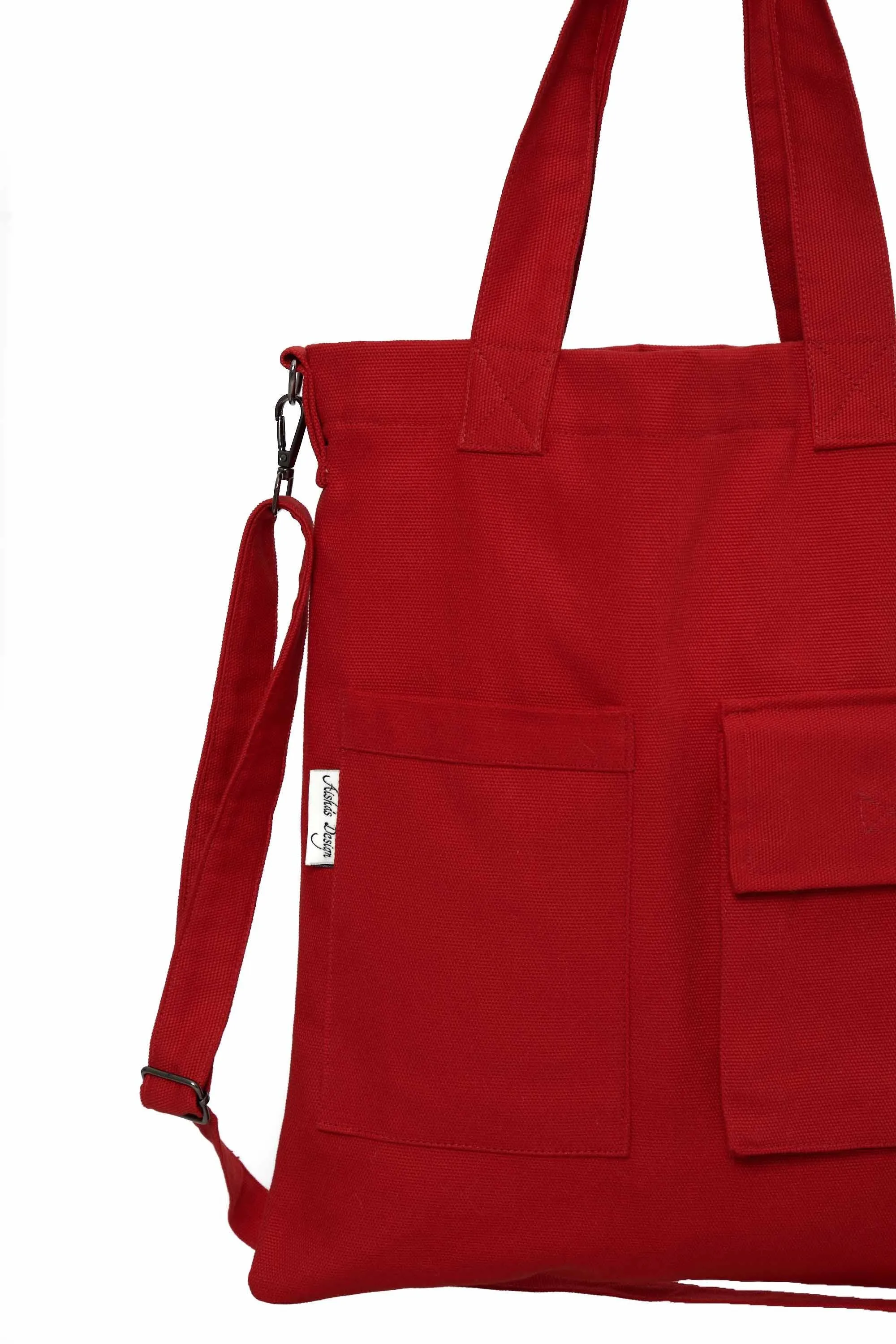 Canvas Hand Shoulder Tote Bag with Front Pockets Casual Large Capacity Daily Travel Shopping Bag,CK-20
