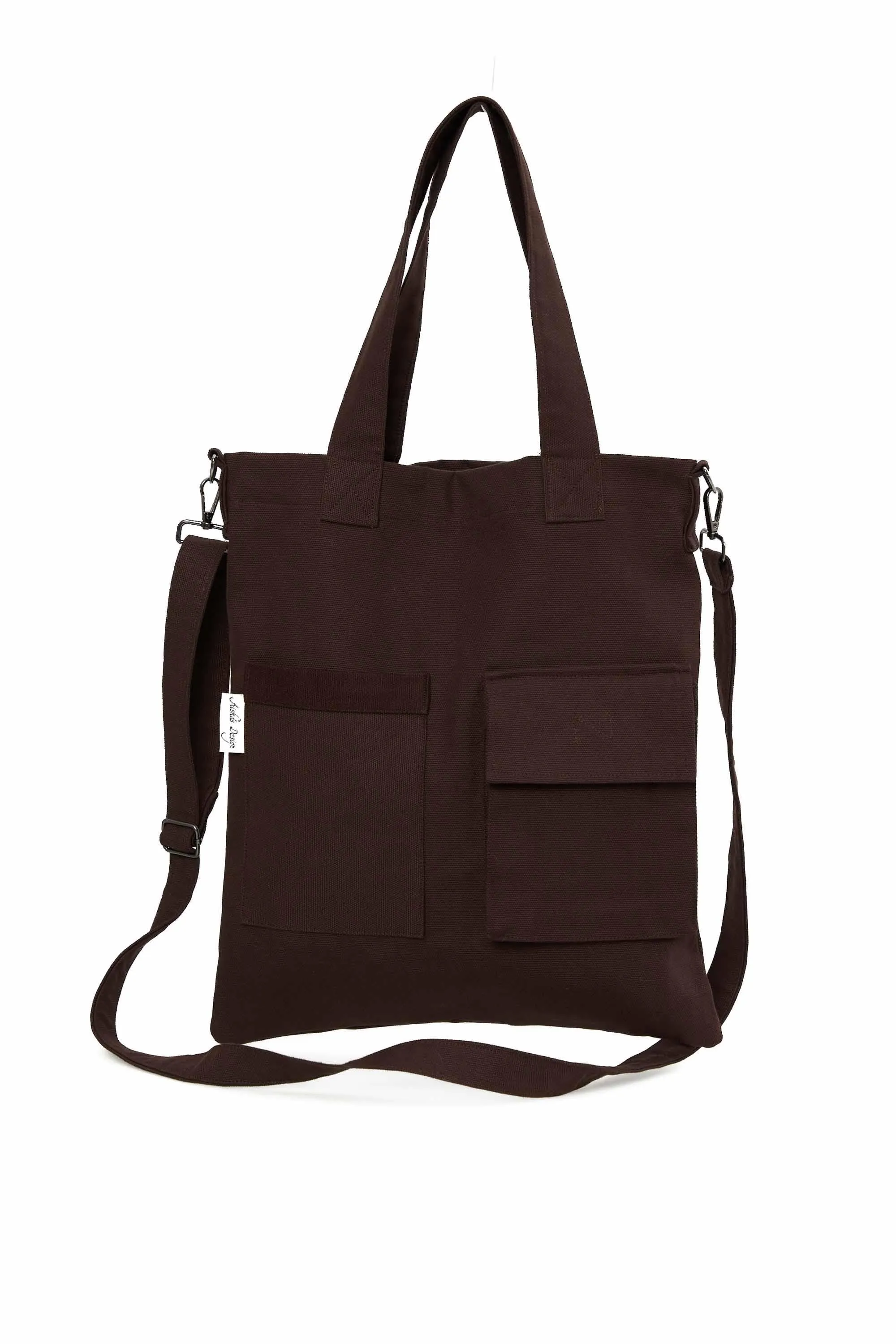 Canvas Hand Shoulder Tote Bag with Front Pockets Casual Large Capacity Daily Travel Shopping Bag,CK-20