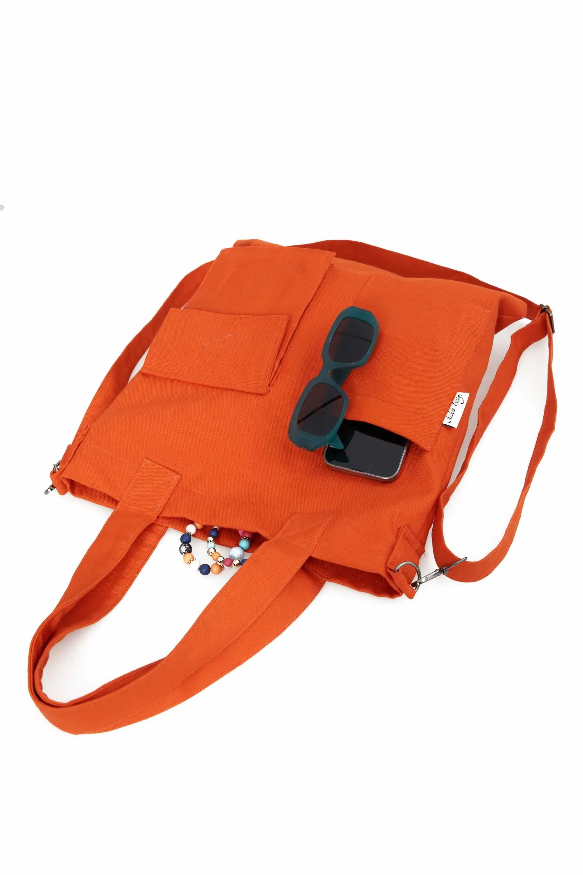Canvas Hand Shoulder Tote Bag with Front Pockets Casual Large Capacity Daily Travel Shopping Bag,CK-20
