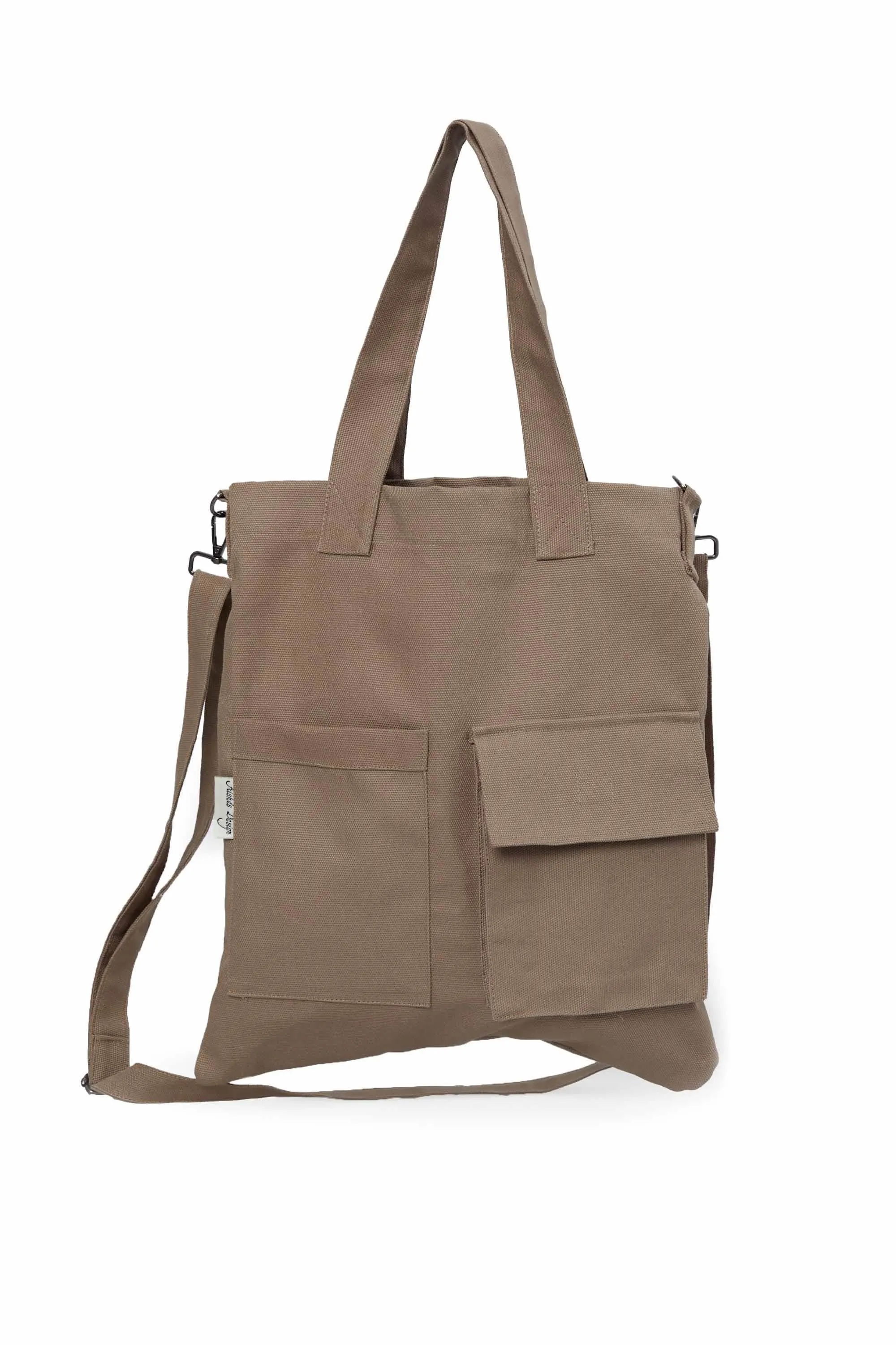 Canvas Hand Shoulder Tote Bag with Front Pockets Casual Large Capacity Daily Travel Shopping Bag,CK-20