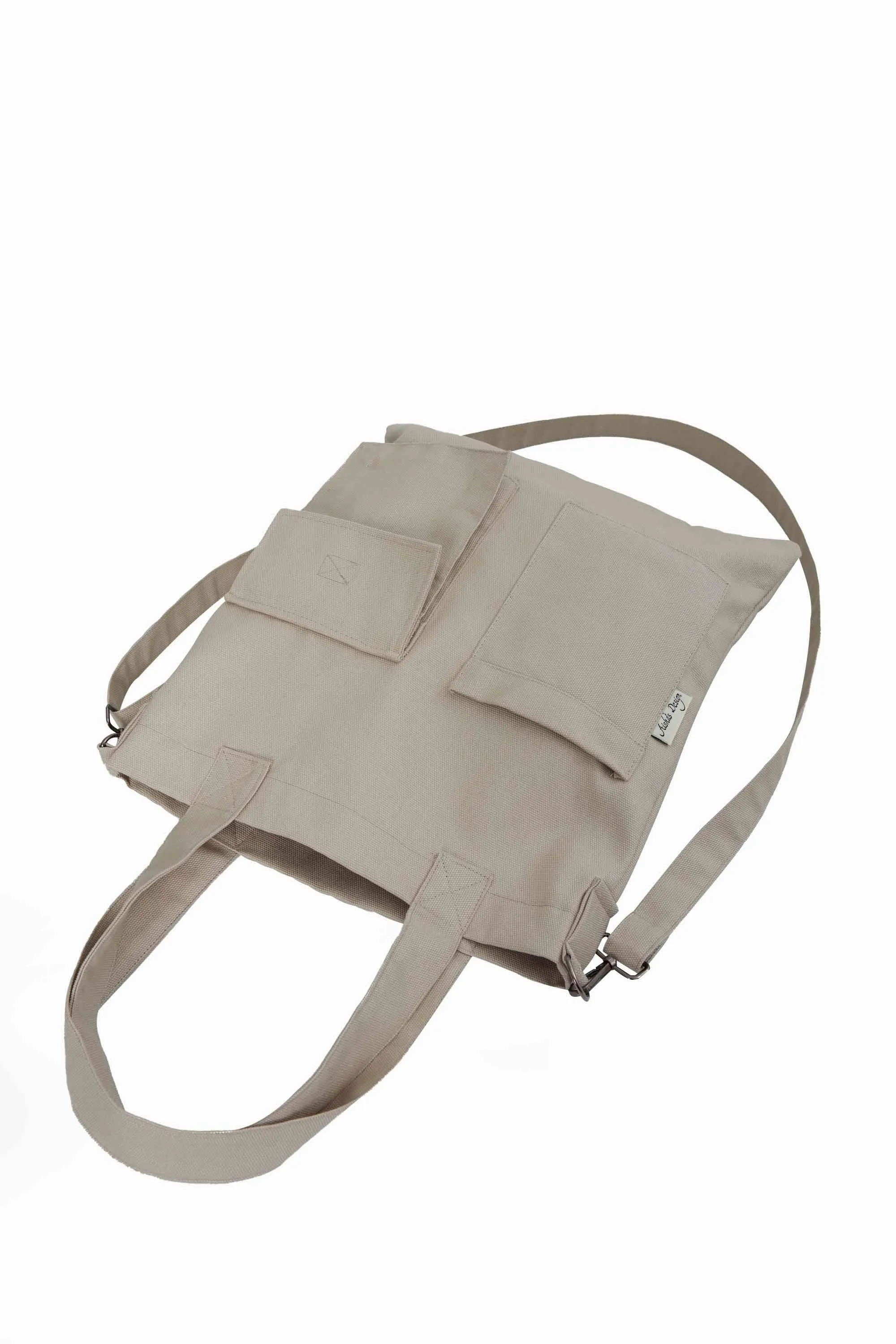 Canvas Hand Shoulder Tote Bag with Front Pockets Casual Large Capacity Daily Travel Shopping Bag,CK-20