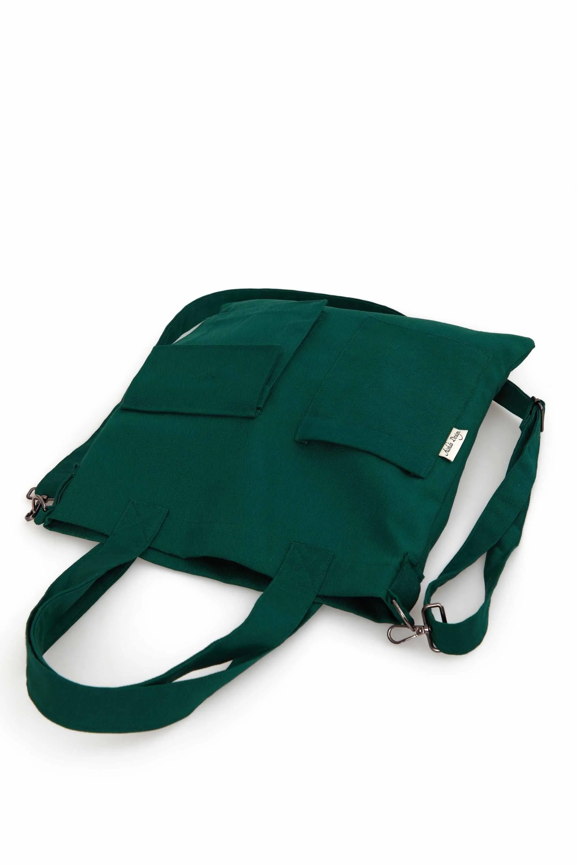 Canvas Hand Shoulder Tote Bag with Front Pockets Casual Large Capacity Daily Travel Shopping Bag,CK-20