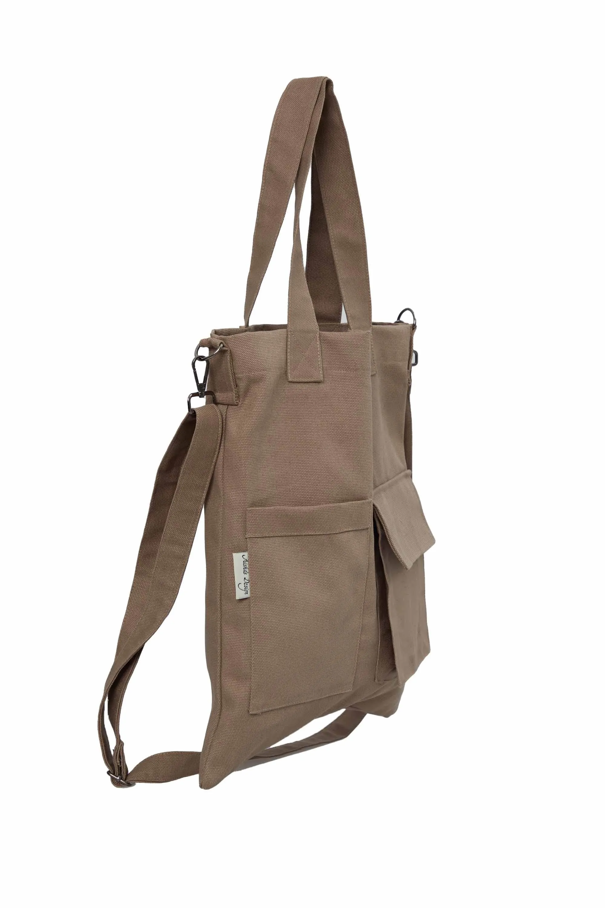 Canvas Hand Shoulder Tote Bag with Front Pockets Casual Large Capacity Daily Travel Shopping Bag,CK-20