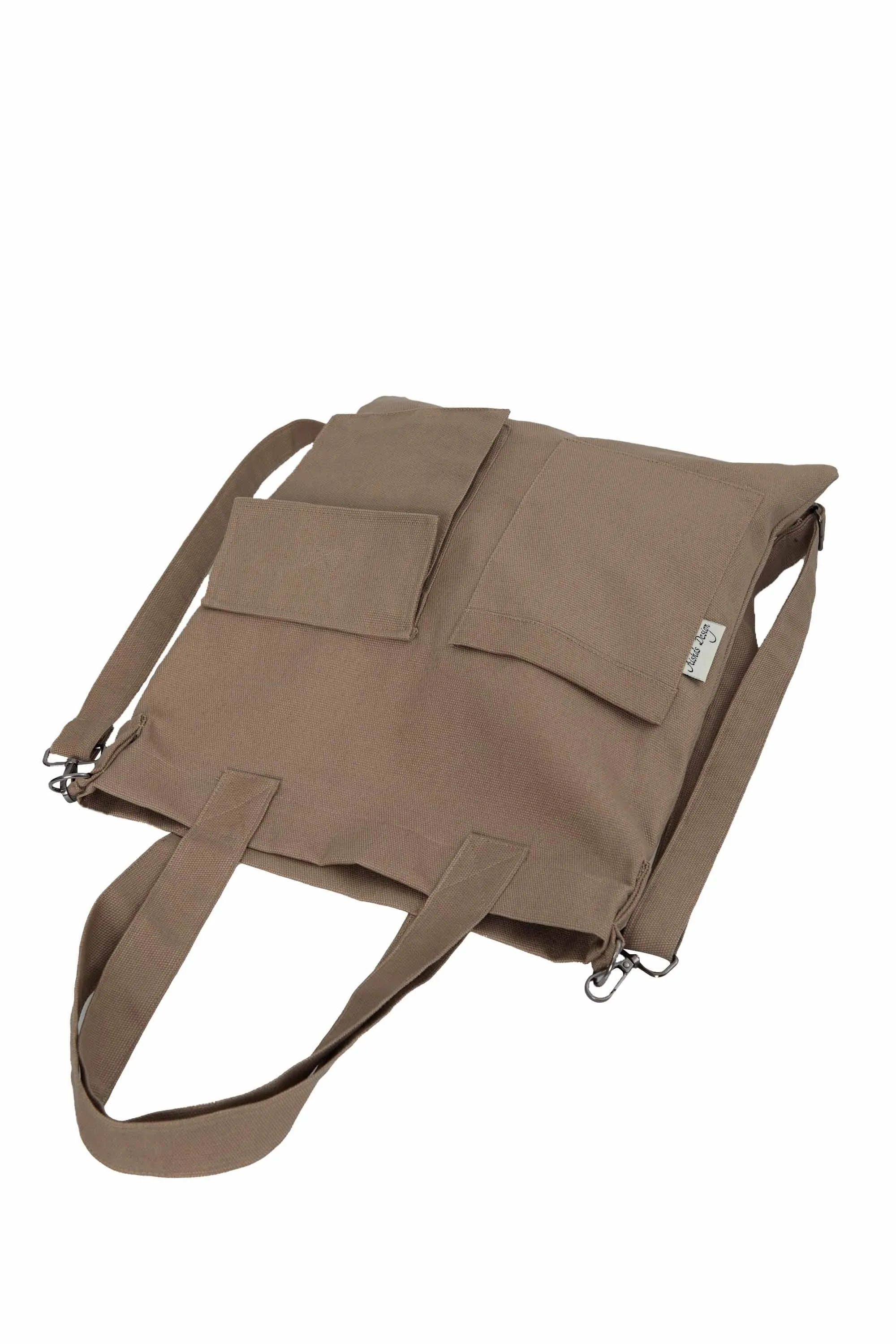 Canvas Hand Shoulder Tote Bag with Front Pockets Casual Large Capacity Daily Travel Shopping Bag,CK-20