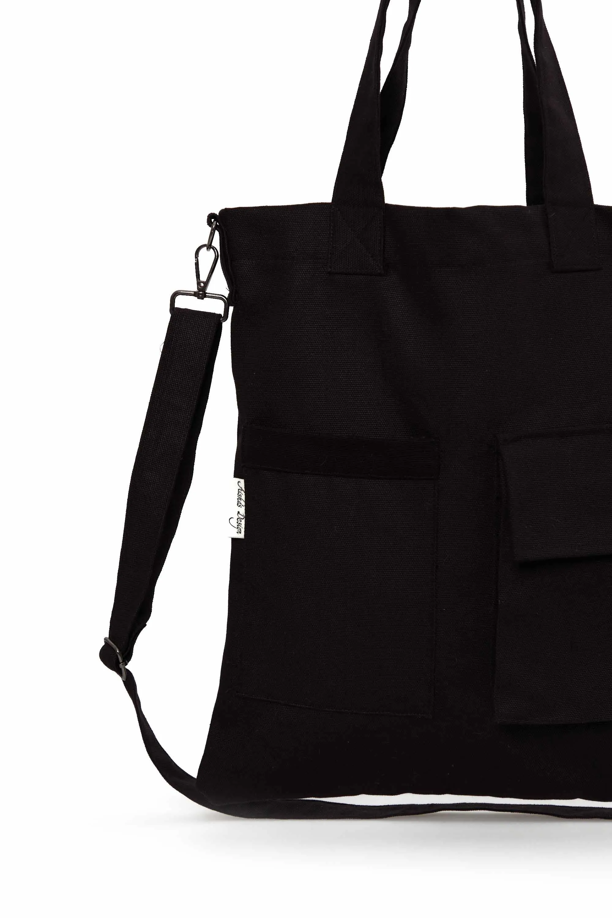 Canvas Hand Shoulder Tote Bag with Front Pockets Casual Large Capacity Daily Travel Shopping Bag,CK-20