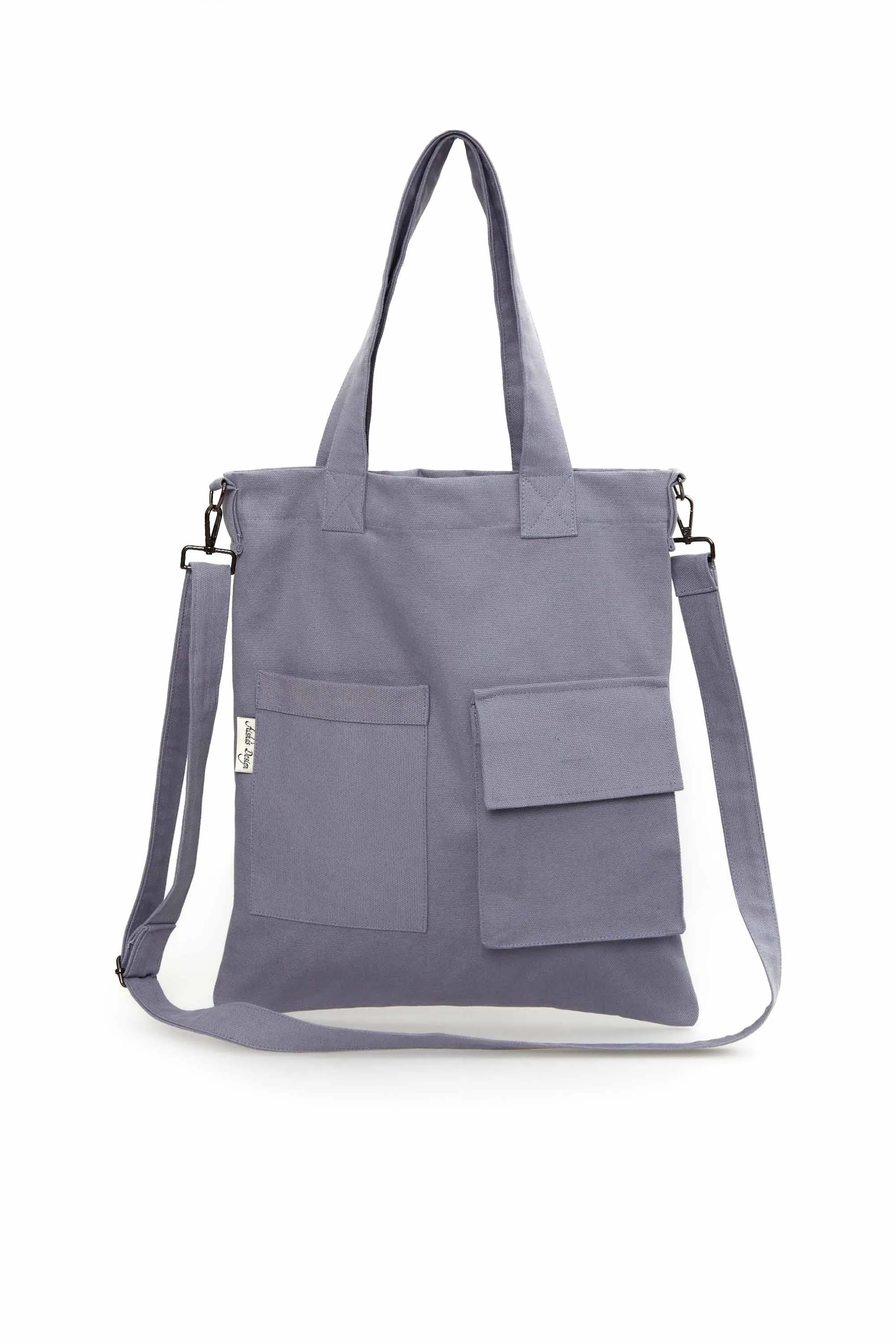 Canvas Hand Shoulder Tote Bag with Front Pockets Casual Large Capacity Daily Travel Shopping Bag,CK-20