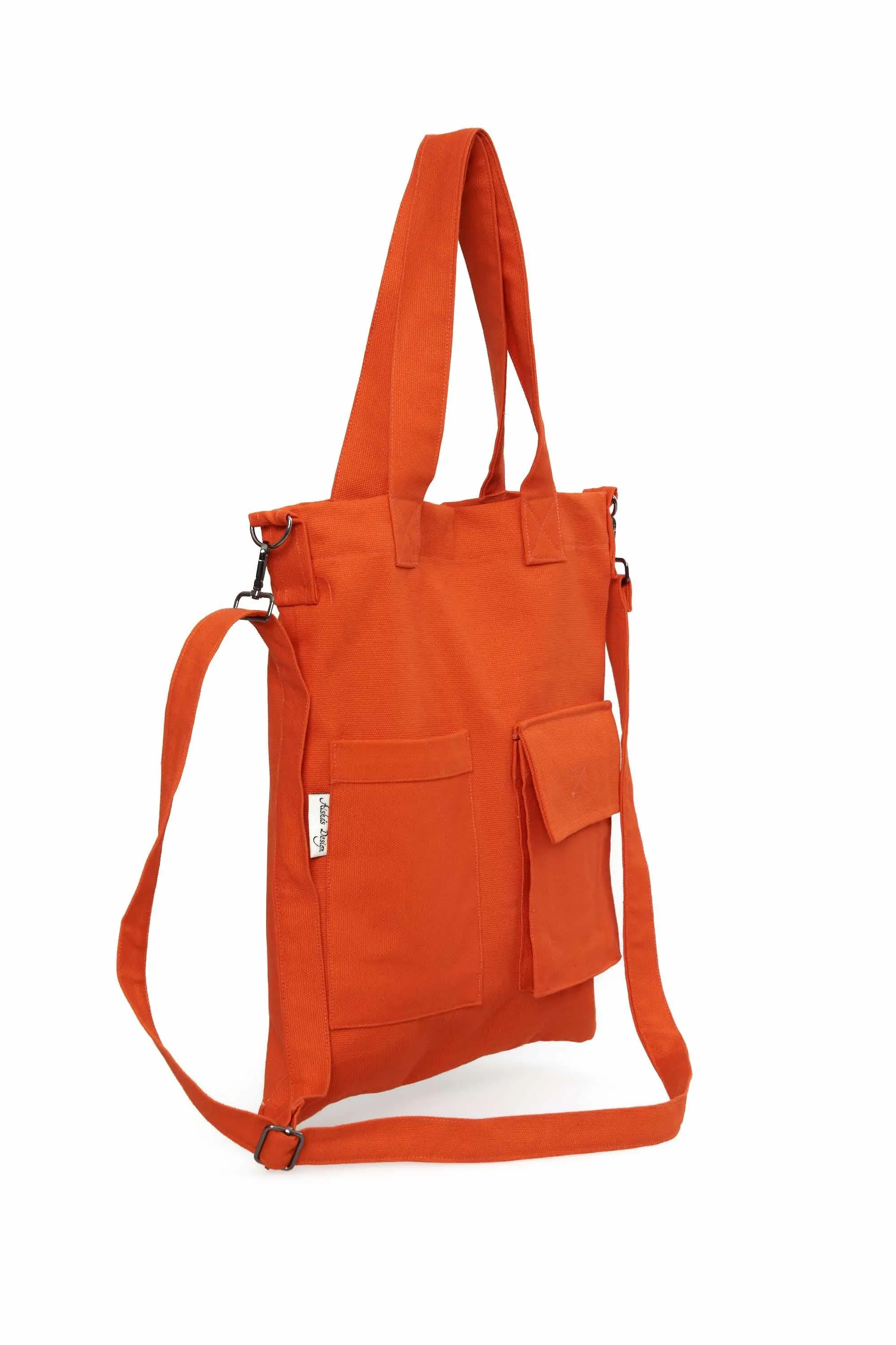 Canvas Hand Shoulder Tote Bag with Front Pockets Casual Large Capacity Daily Travel Shopping Bag,CK-20
