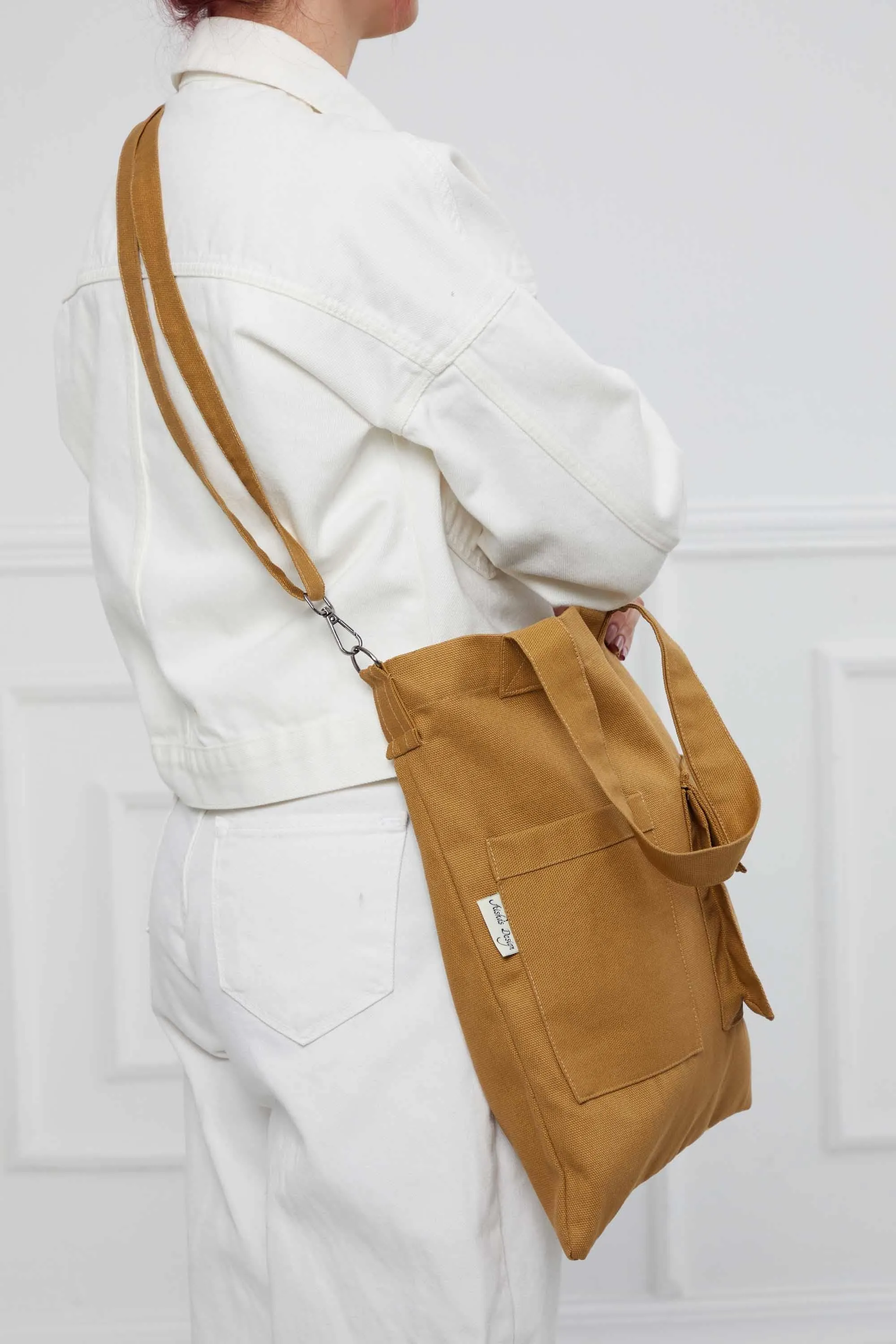Canvas Hand Shoulder Tote Bag with Front Pockets Casual Large Capacity Daily Travel Shopping Bag,CK-20