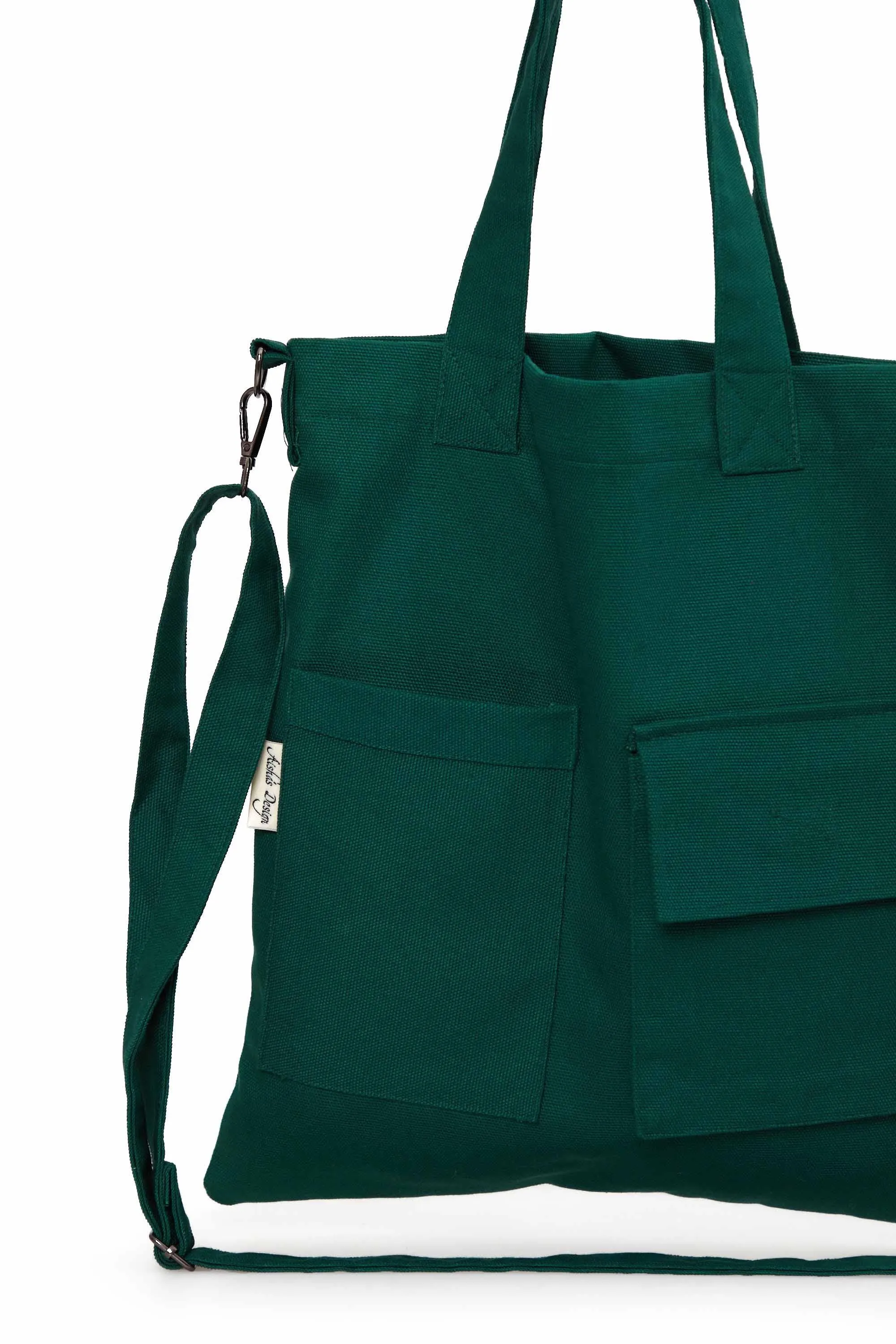 Canvas Hand Shoulder Tote Bag with Front Pockets Casual Large Capacity Daily Travel Shopping Bag,CK-20
