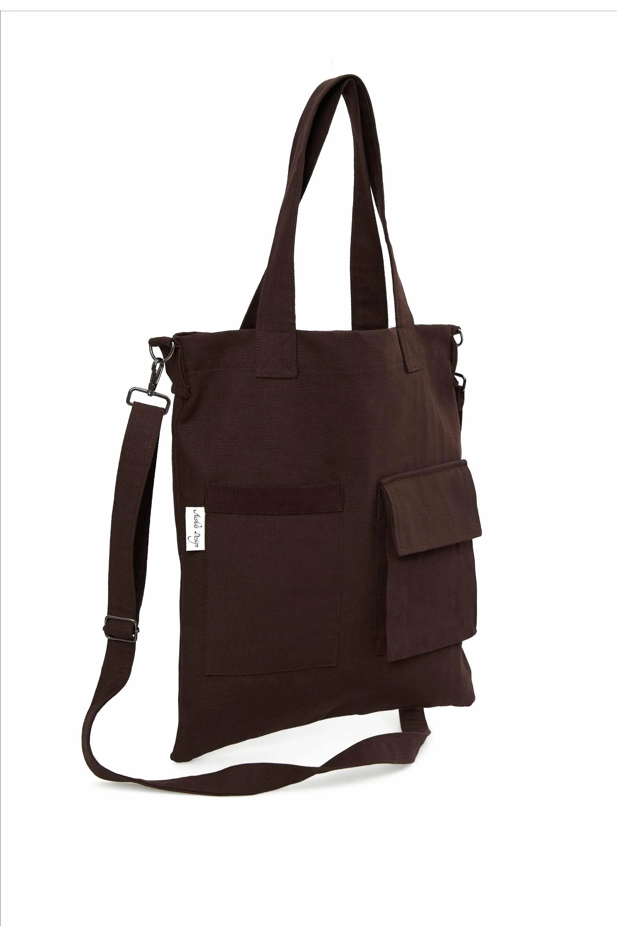 Canvas Hand Shoulder Tote Bag with Front Pockets Casual Large Capacity Daily Travel Shopping Bag,CK-20