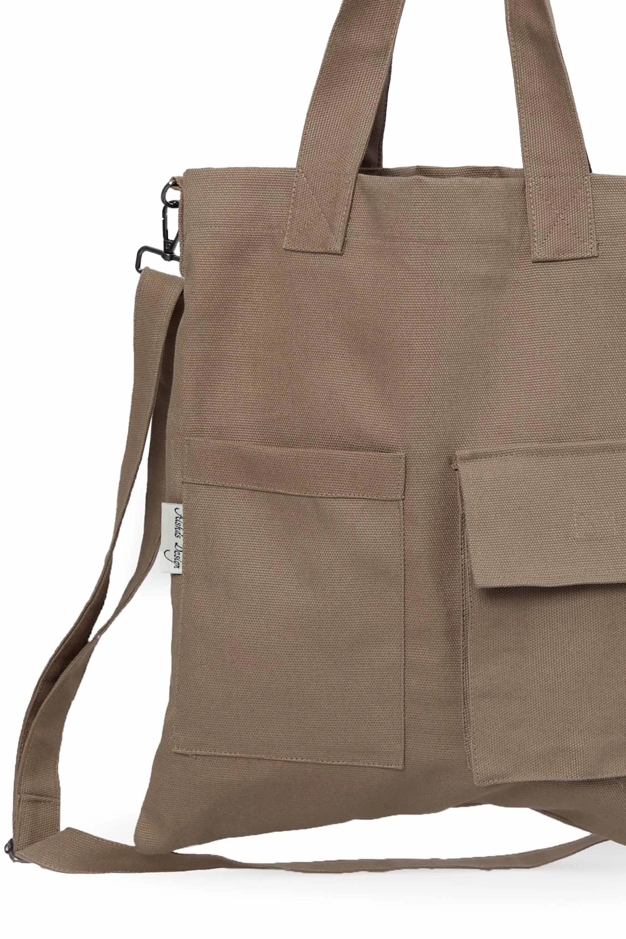 Canvas Hand Shoulder Tote Bag with Front Pockets Casual Large Capacity Daily Travel Shopping Bag,CK-20