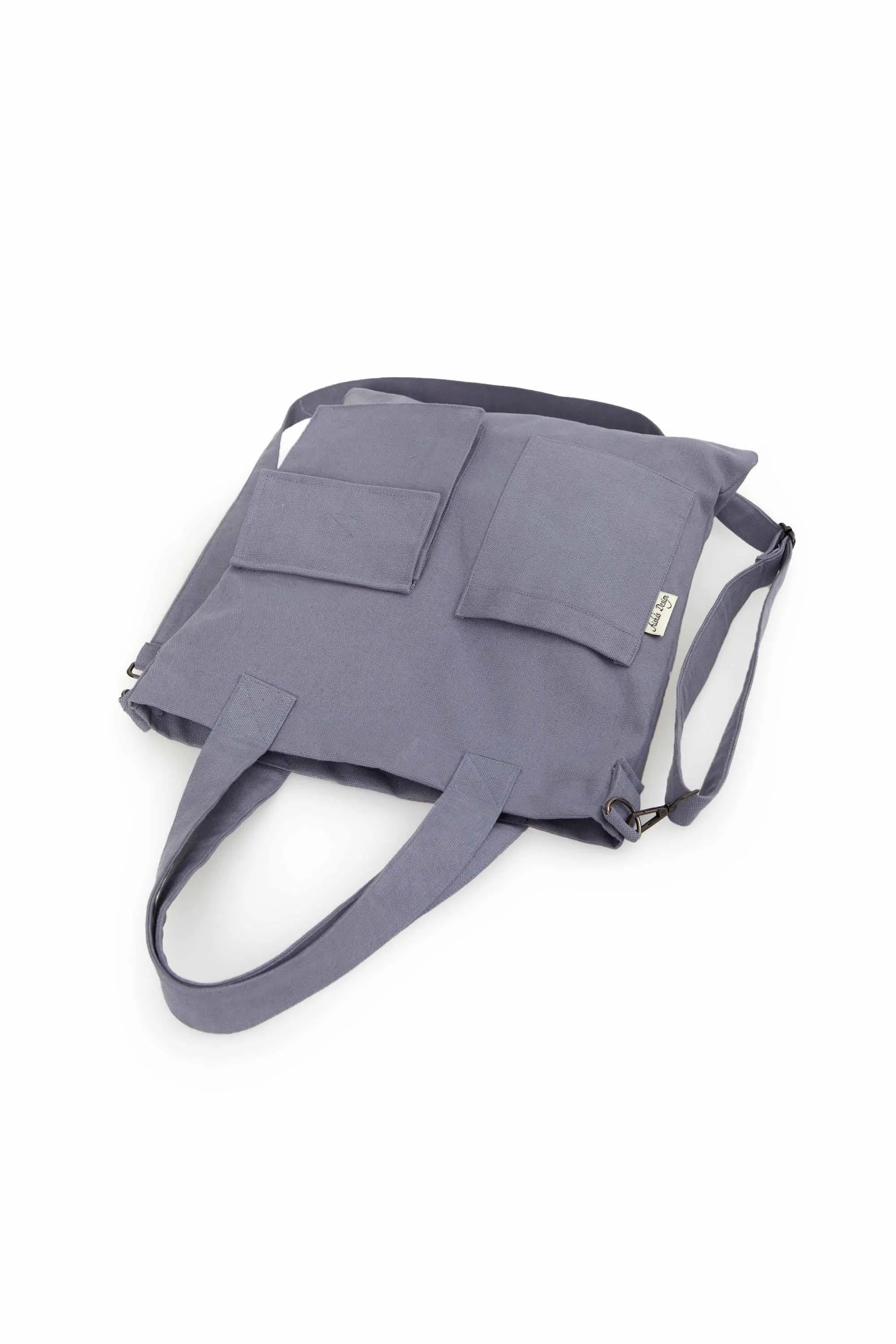 Canvas Hand Shoulder Tote Bag with Front Pockets Casual Large Capacity Daily Travel Shopping Bag,CK-20
