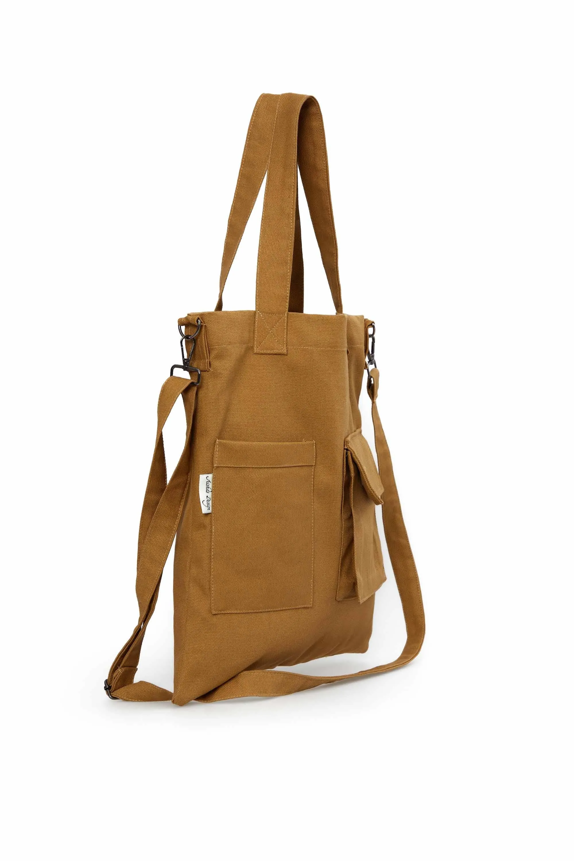 Canvas Hand Shoulder Tote Bag with Front Pockets Casual Large Capacity Daily Travel Shopping Bag,CK-20