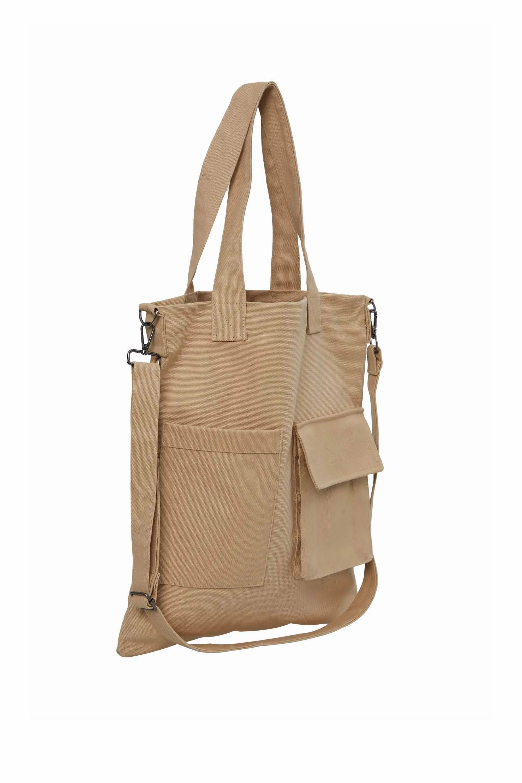Canvas Hand Shoulder Tote Bag with Front Pockets Casual Large Capacity Daily Travel Shopping Bag,CK-20