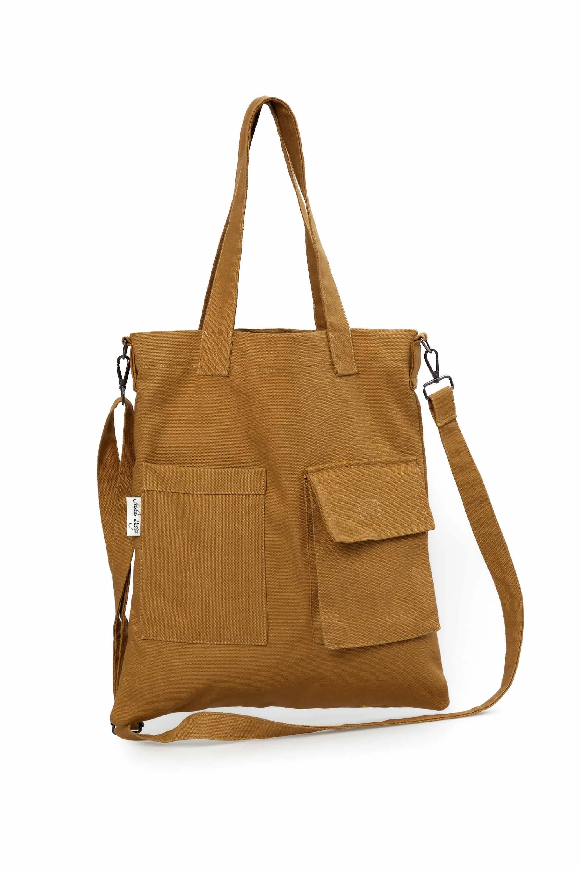 Canvas Hand Shoulder Tote Bag with Front Pockets Casual Large Capacity Daily Travel Shopping Bag,CK-20