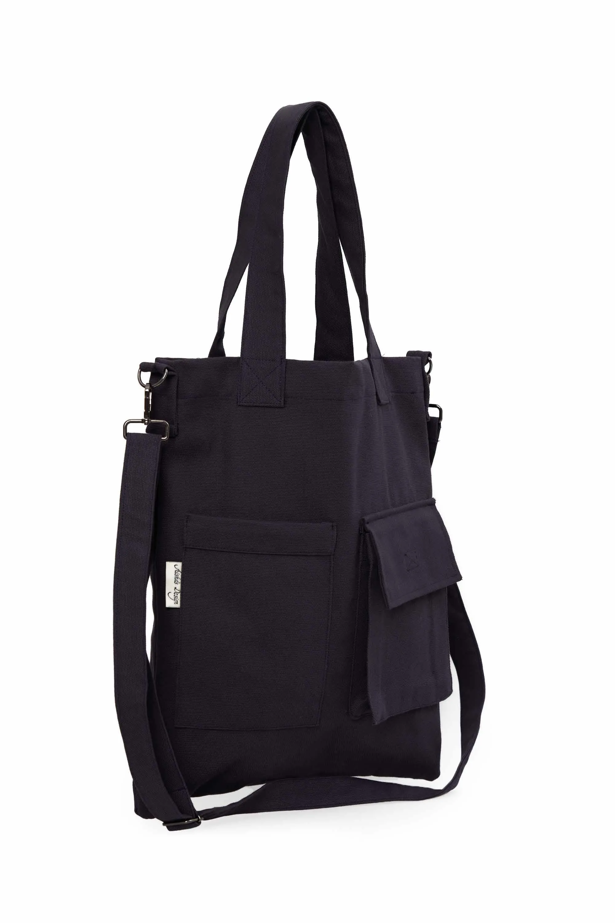 Canvas Hand Shoulder Tote Bag with Front Pockets Casual Large Capacity Daily Travel Shopping Bag,CK-20