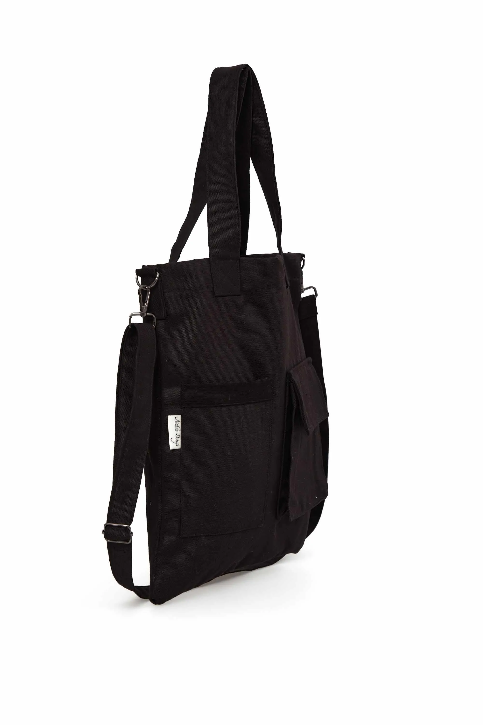 Canvas Hand Shoulder Tote Bag with Front Pockets Casual Large Capacity Daily Travel Shopping Bag,CK-20