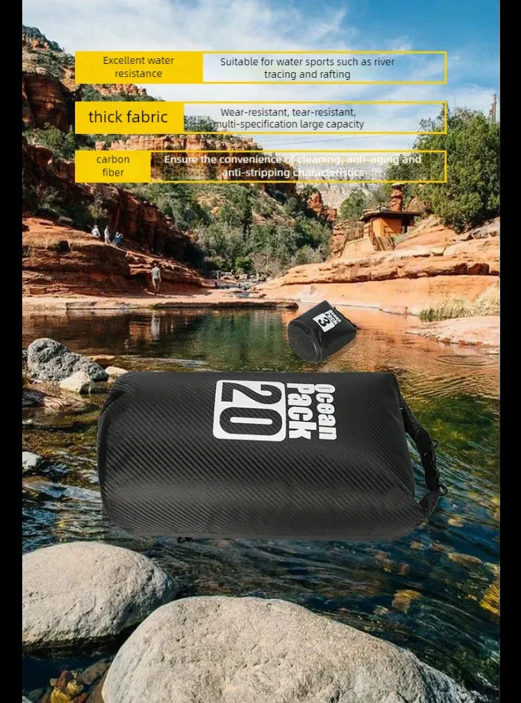 Carbon Fiber Waterproof Swimming Bag Dry Sack 2/3/5/10/15/20/30L Floating Dry Gear Bags For Boating Fishing Rafting Swimming