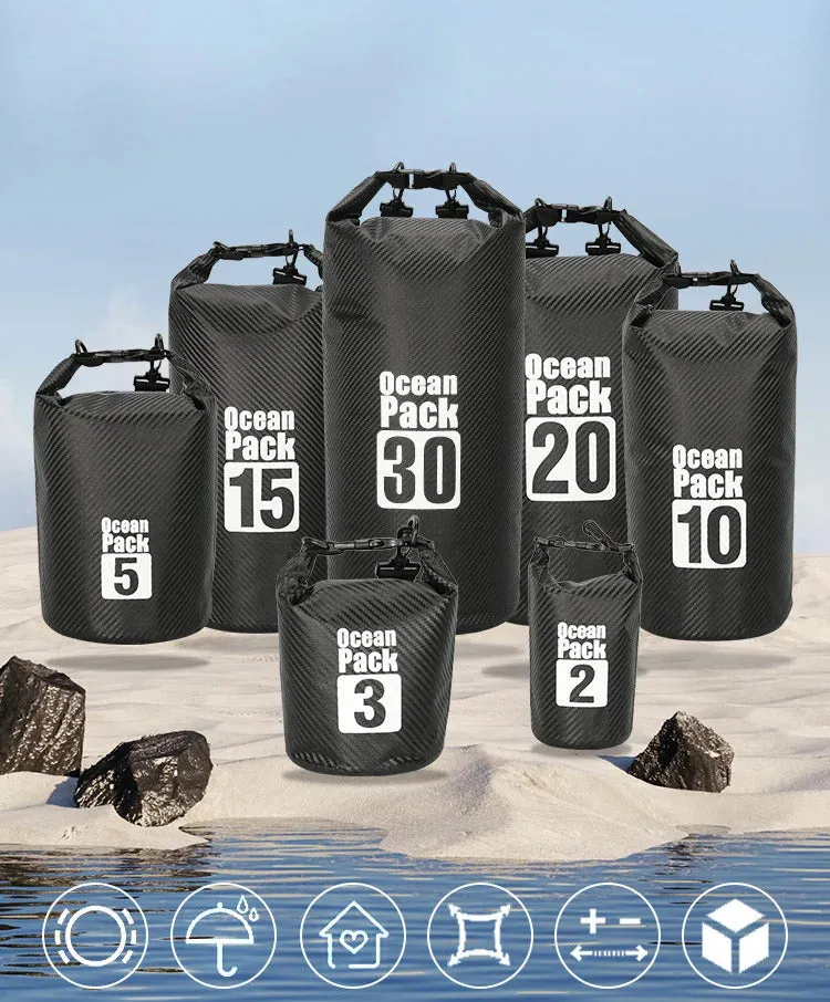 Carbon Fiber Waterproof Swimming Bag Dry Sack 2/3/5/10/15/20/30L Floating Dry Gear Bags For Boating Fishing Rafting Swimming