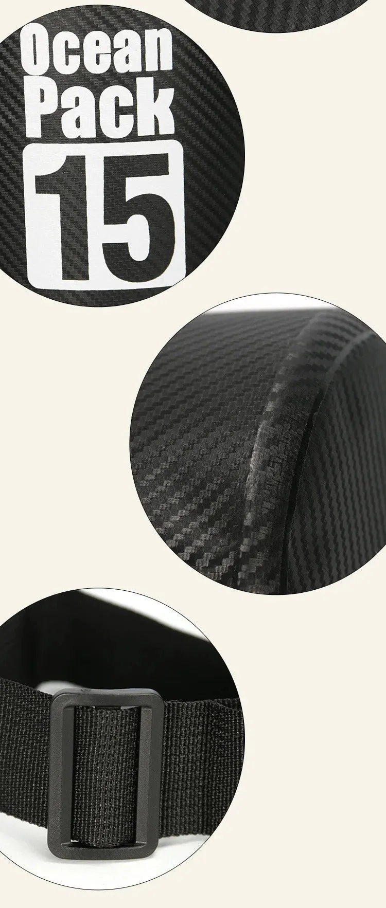 Carbon Fiber Waterproof Swimming Bag Dry Sack 2/3/5/10/15/20/30L Floating Dry Gear Bags For Boating Fishing Rafting Swimming