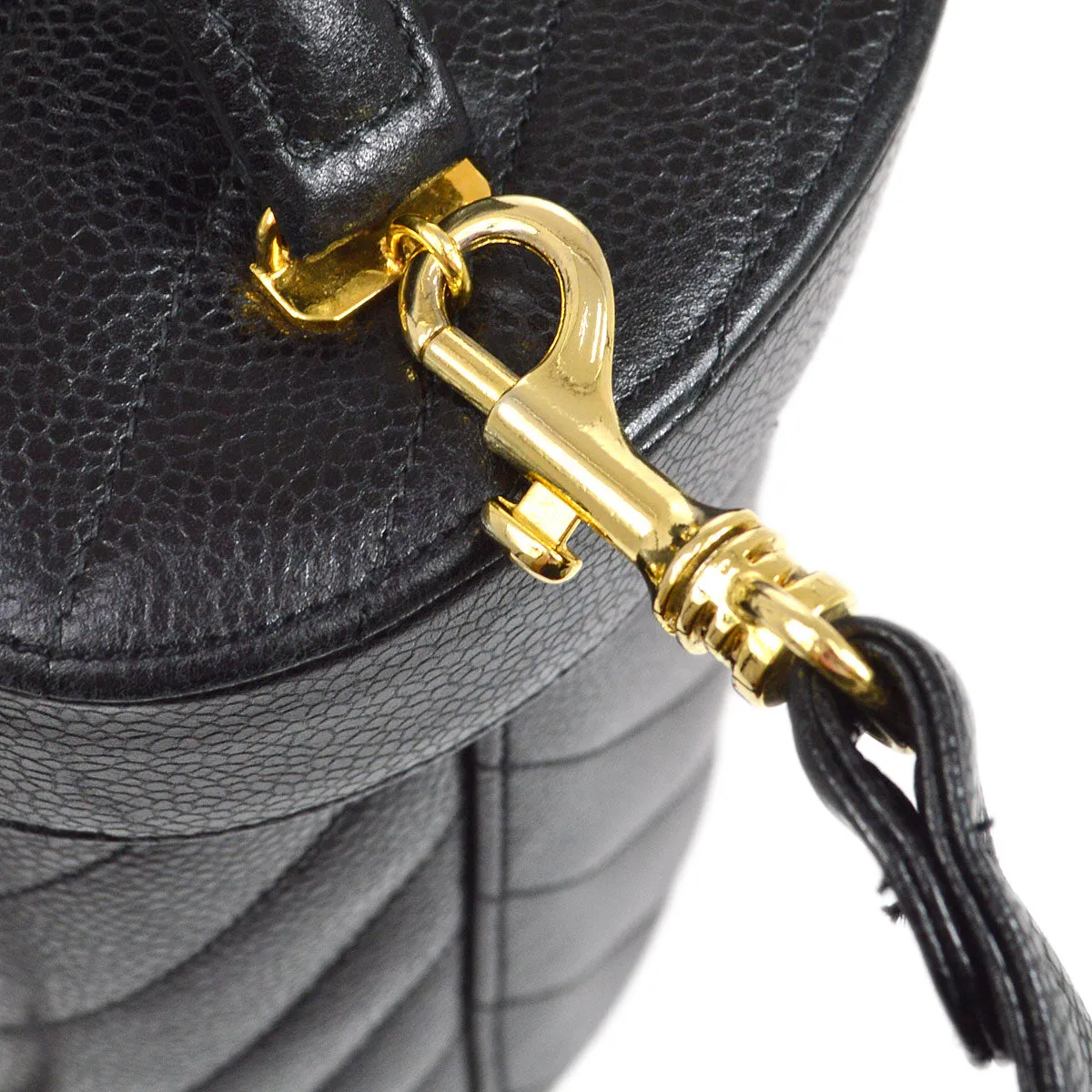 CHANEL 1996-1997 Black Caviar Chevron Vanity Handbag 63947