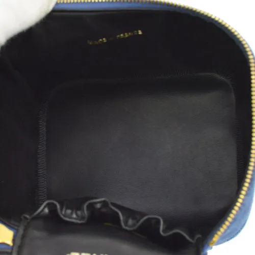 CHANEL 1996-1997 CC Logos Cosmetic Vanity Hand Bag Blue Denim ao07497