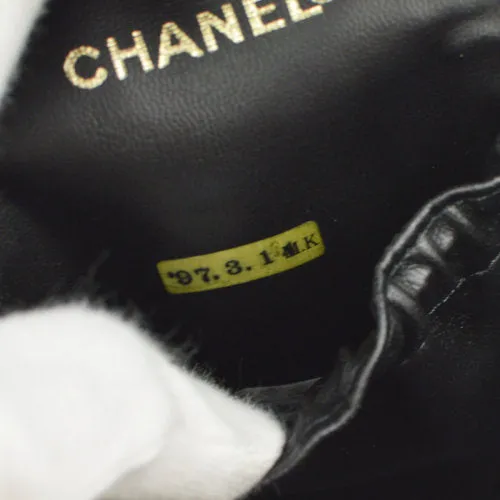 CHANEL 1996-1997 CC Logos Cosmetic Vanity Hand Bag Blue Denim ao07497