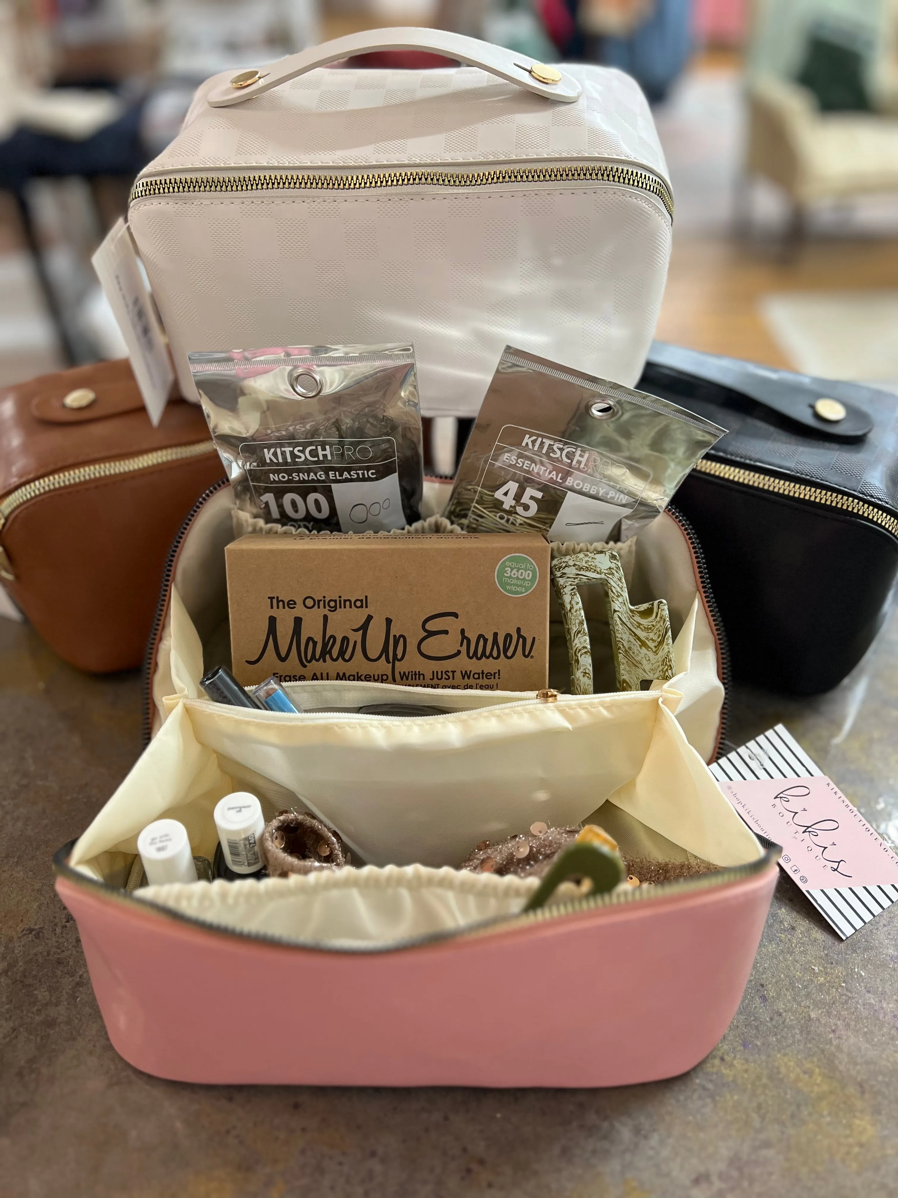 Checkered Cosmetic Travel Bag