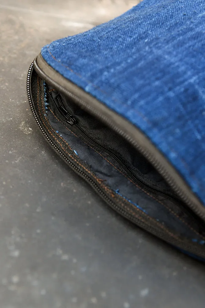 Dyed Mudcloth Fabric, African Indigo Textile, Accessory Makeup Bag