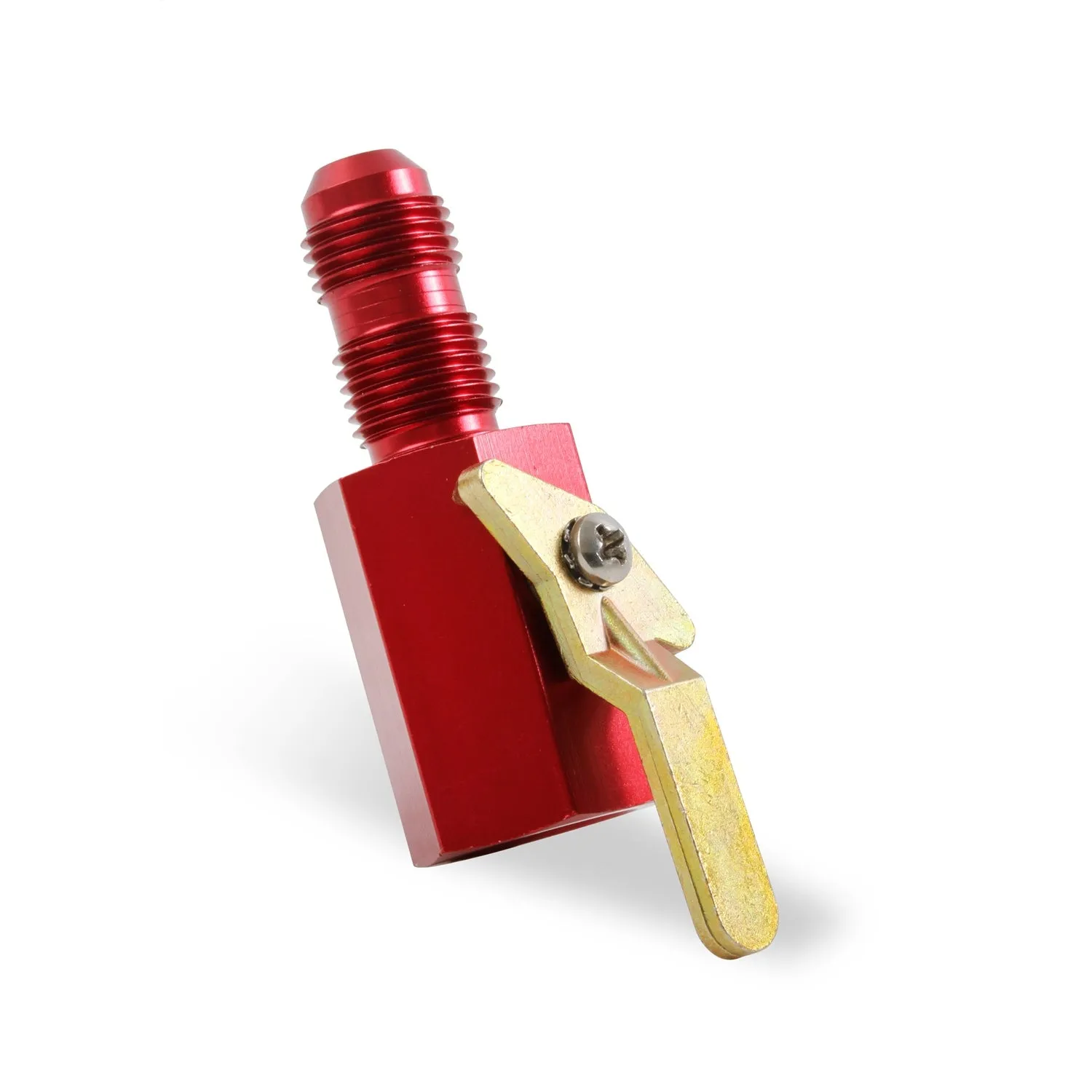 Earl's Shut-Off Valve - 3/8" NPT Inlet Thread, -06 AN Bulkhead Outlet Thread, 2-3/4" Body Length - Red Anodized