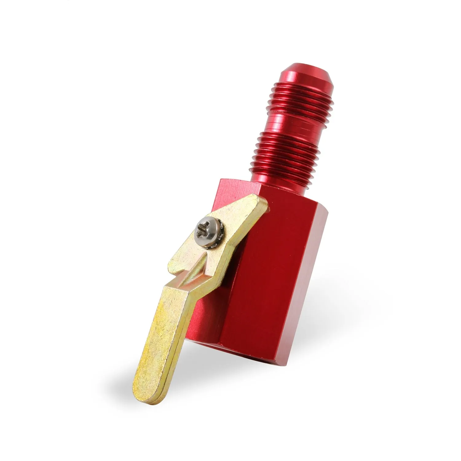 Earl's Shut-Off Valve - 3/8" NPT Inlet Thread, -06 AN Bulkhead Outlet Thread, 2-3/4" Body Length - Red Anodized