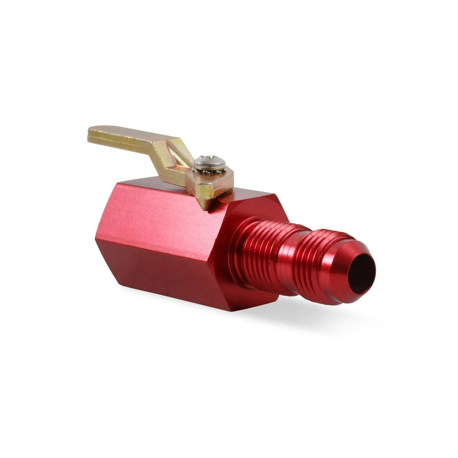 Earl's Shut-Off Valve - 3/8" NPT Inlet Thread, -06 AN Bulkhead Outlet Thread, 2-3/4" Body Length - Red Anodized