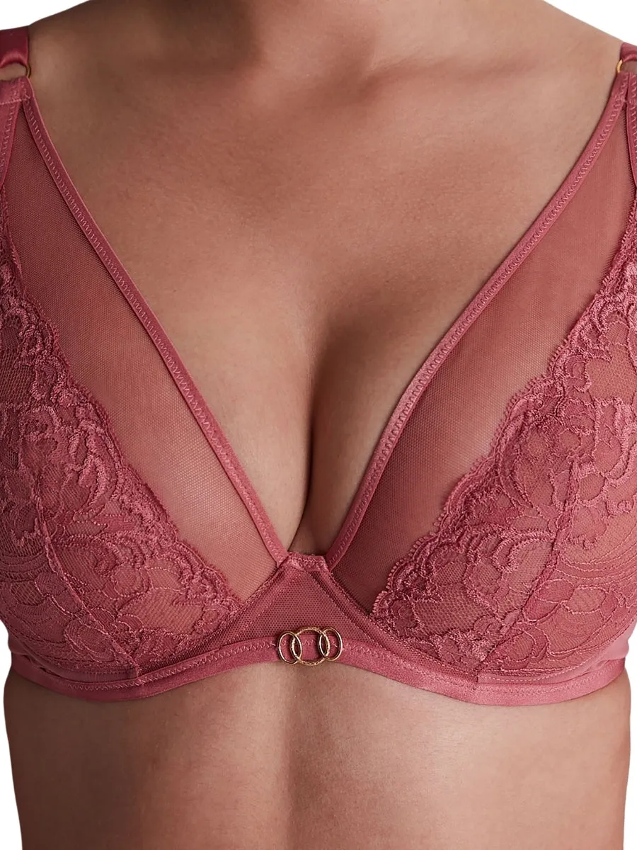 Feeling Myself Triangle Plunge Bra - Rosewood