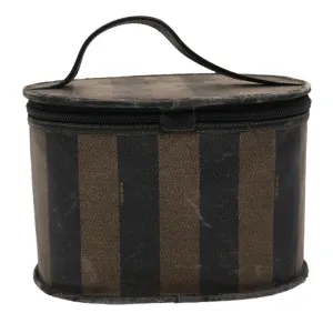 FENDI Pecan Canvas Vanity Cosmetic Pouch Black Brown Auth bs6461