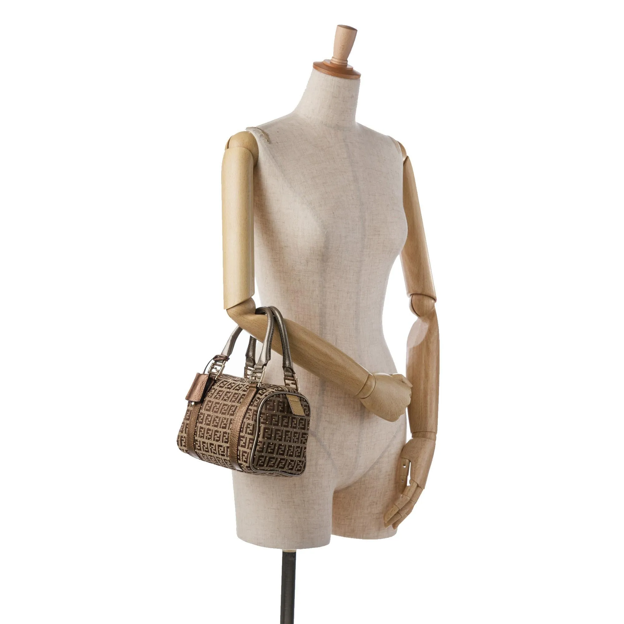 Fendi Studded Zucchino Boston Bag (SHG-q9Lttm)