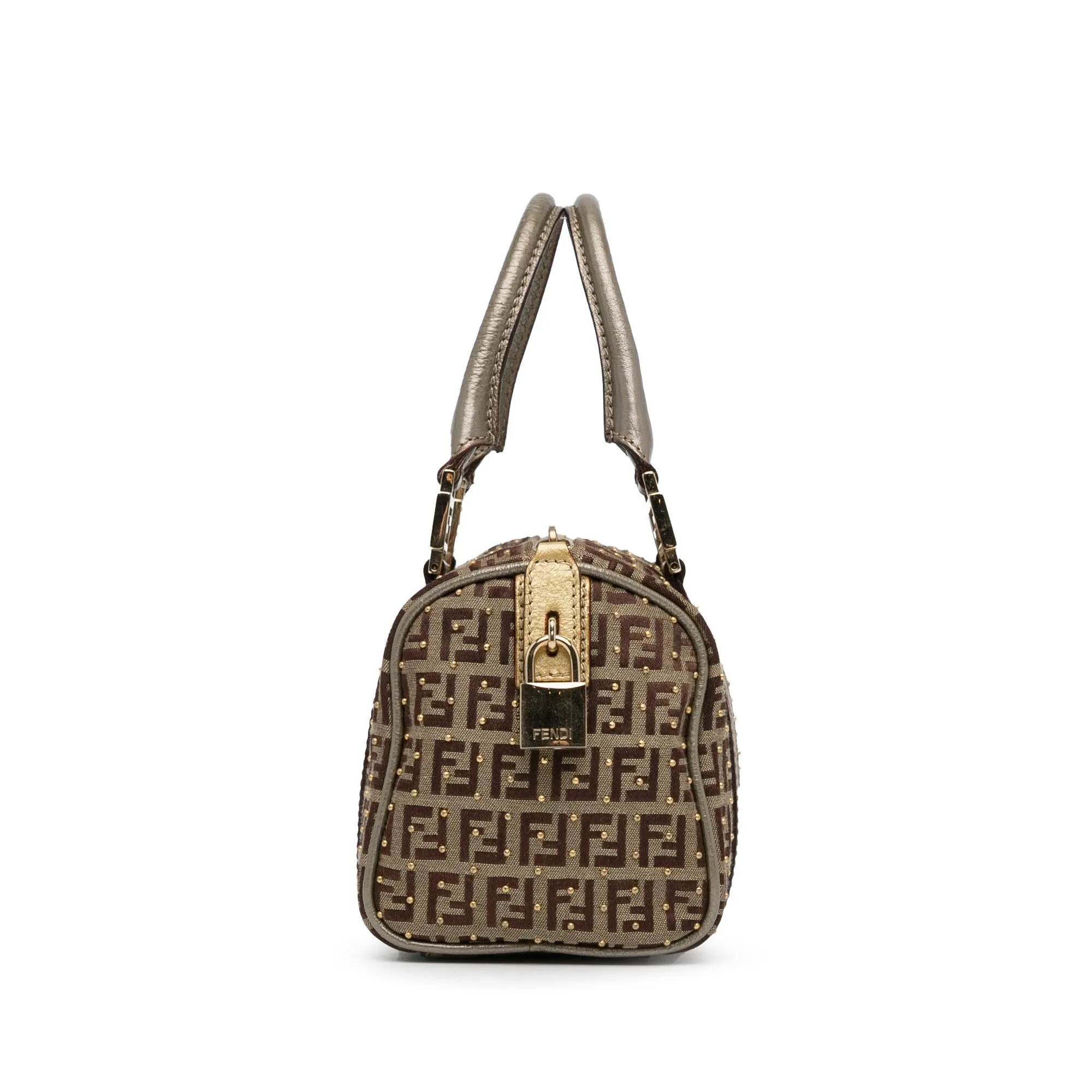 Fendi Studded Zucchino Boston Bag (SHG-q9Lttm)