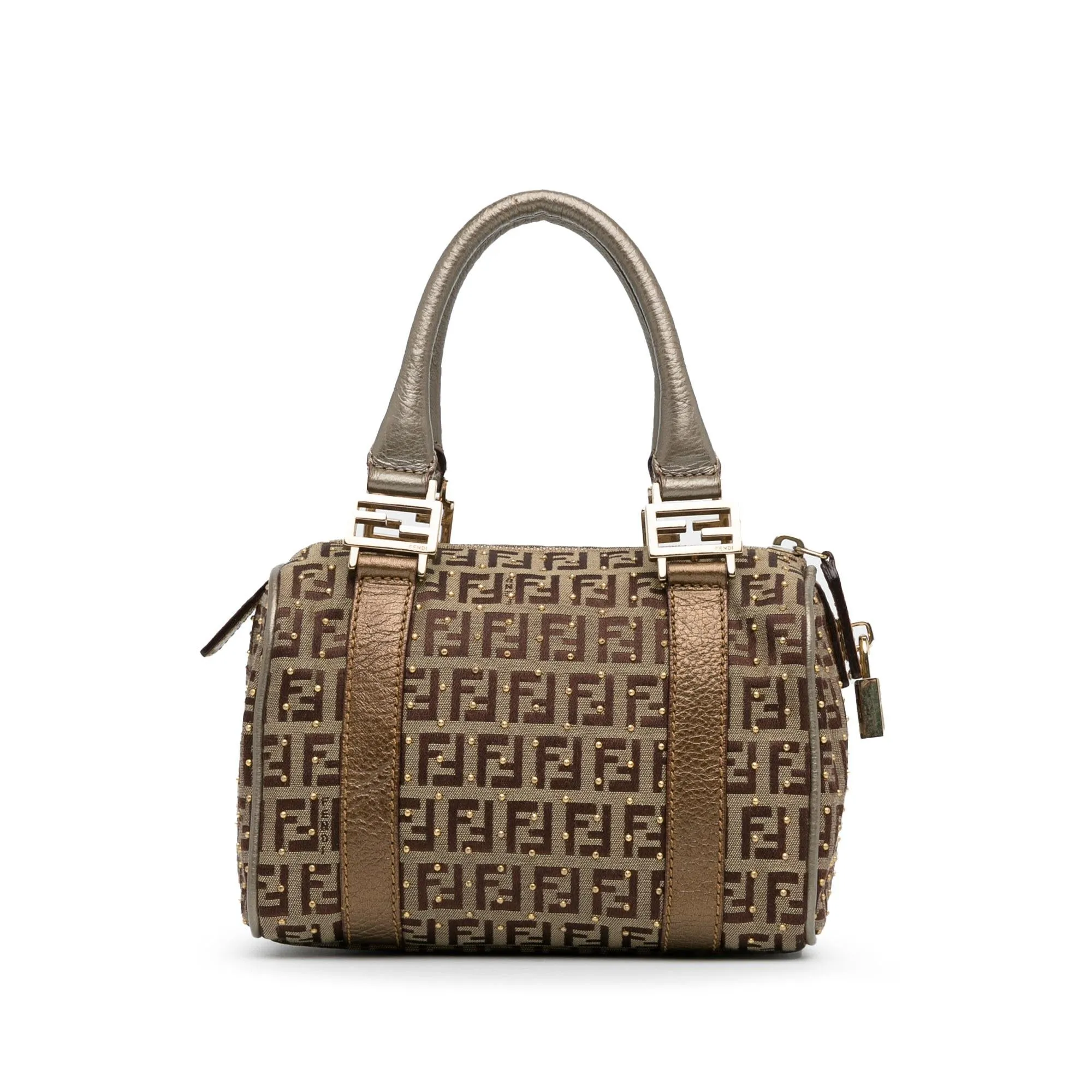 Fendi Studded Zucchino Boston Bag (SHG-q9Lttm)