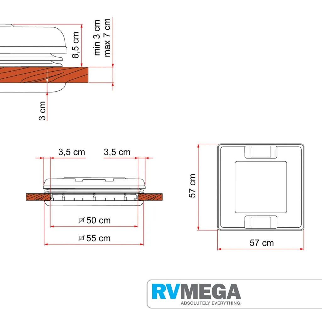 Fiamma 4 Way Vent 50 x 50 White with Blind