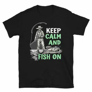 Fishing T-Shirt - Unisex Fishing T-Shirt Keep Calm and Fish On