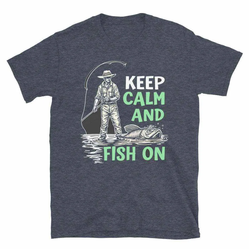 Fishing T-Shirt - Unisex Fishing T-Shirt Keep Calm and Fish On